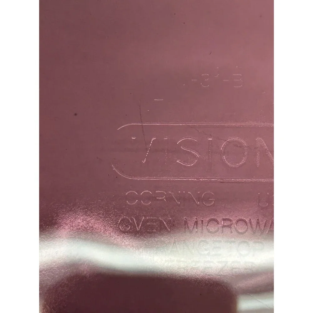 Vtg 1991 Pyrex Vision Cranberry Coning Cookware 1-Qt/L Round Casserole With Lids